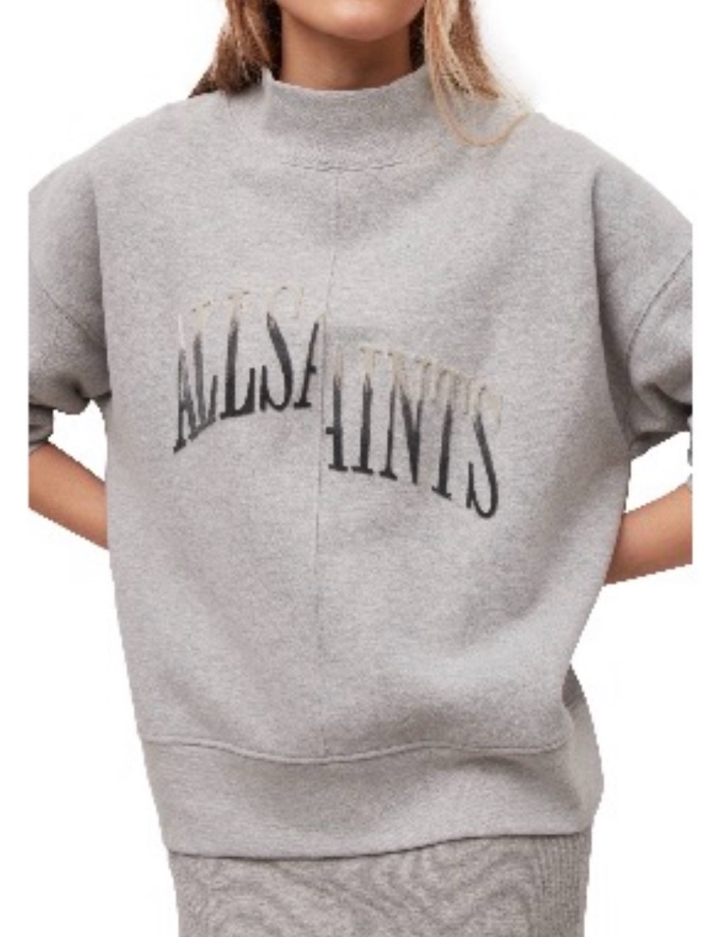 AllSaints Navarra Funnel Neck Graphic Logo Sweatshirt